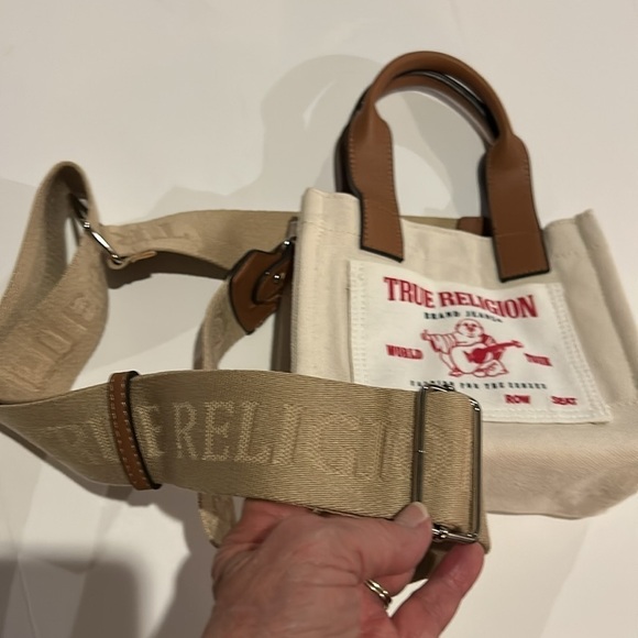 True Religion Canvas Mini Logo Crossbody Tote Bag - Picture 3 of 10
